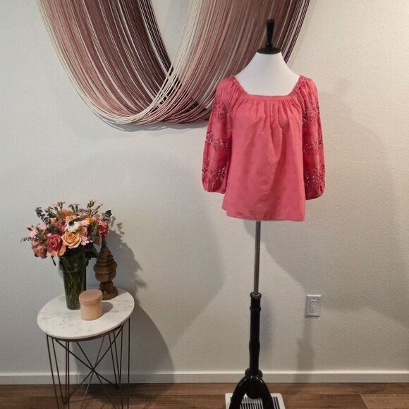 Sundance Coral Lace Blouse Sz XS - Picture 1 of 5